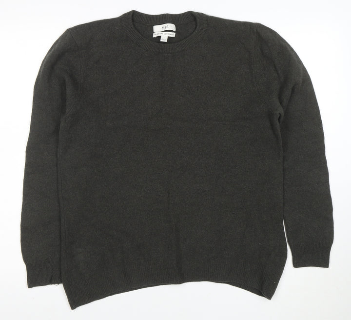 Marks and Spencer Men's Grey Wool Crew Neck Jumper Size L