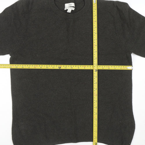 Marks and Spencer Men's Grey Wool Crew Neck Jumper Size L