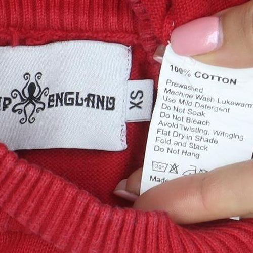 Madcap England Women's Red Roll Neck Cotton Jumper XS