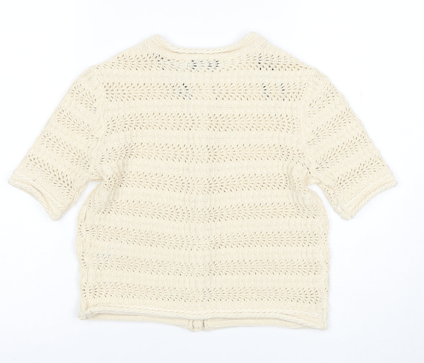 Marks and Spencer Women Ivory XS Open Knit Short Sleeve Cardigan