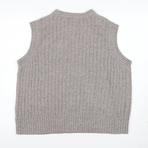 Marks and Spencer Women’s Beige Wool Knit Sleeveless Mock Neck Vest L