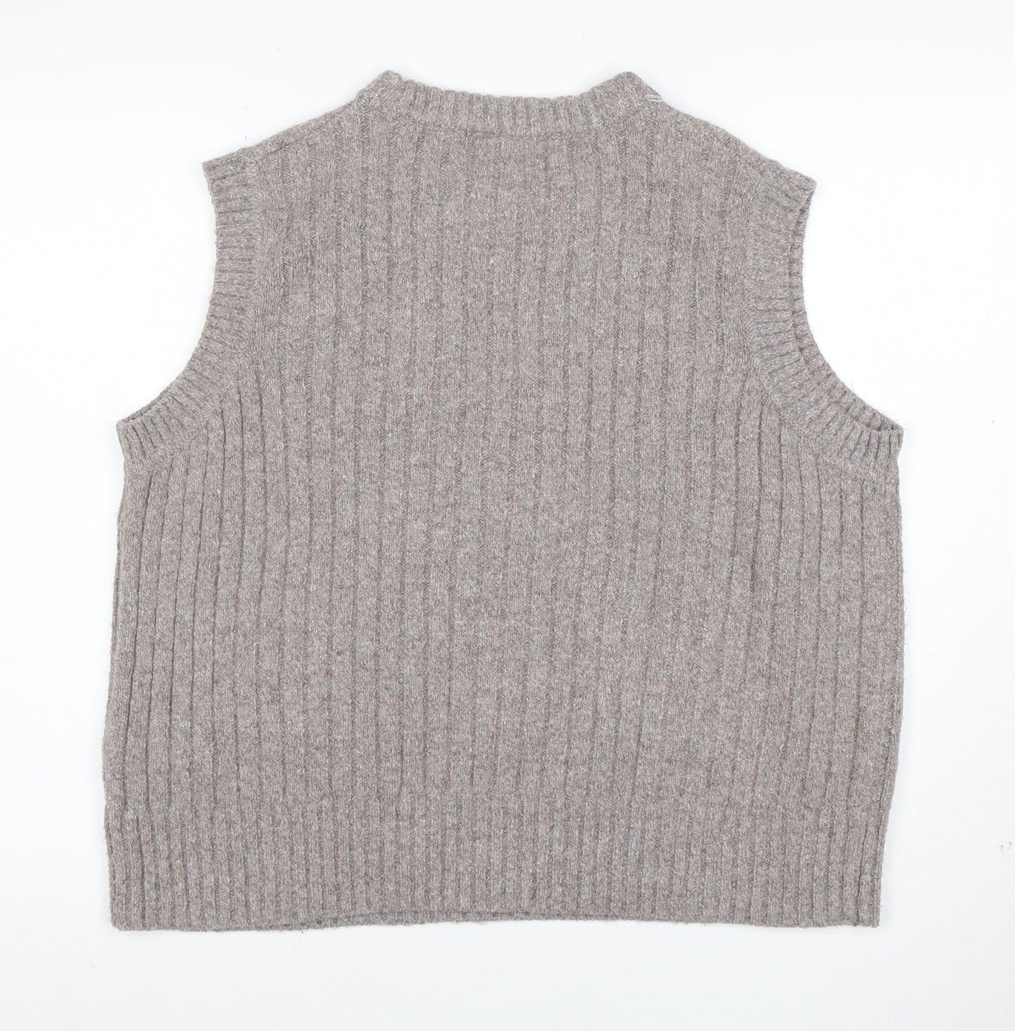 Marks and Spencer Women’s Beige Wool Knit Sleeveless Mock Neck Vest L