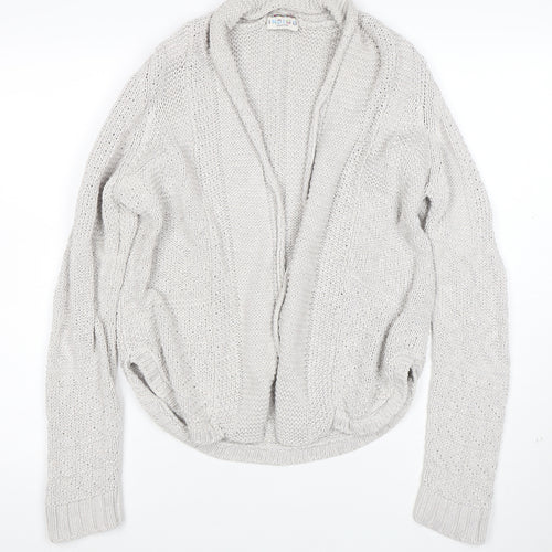 Marks and Spencer Women Grey Size 8 Chunky Knit Open Cardigan