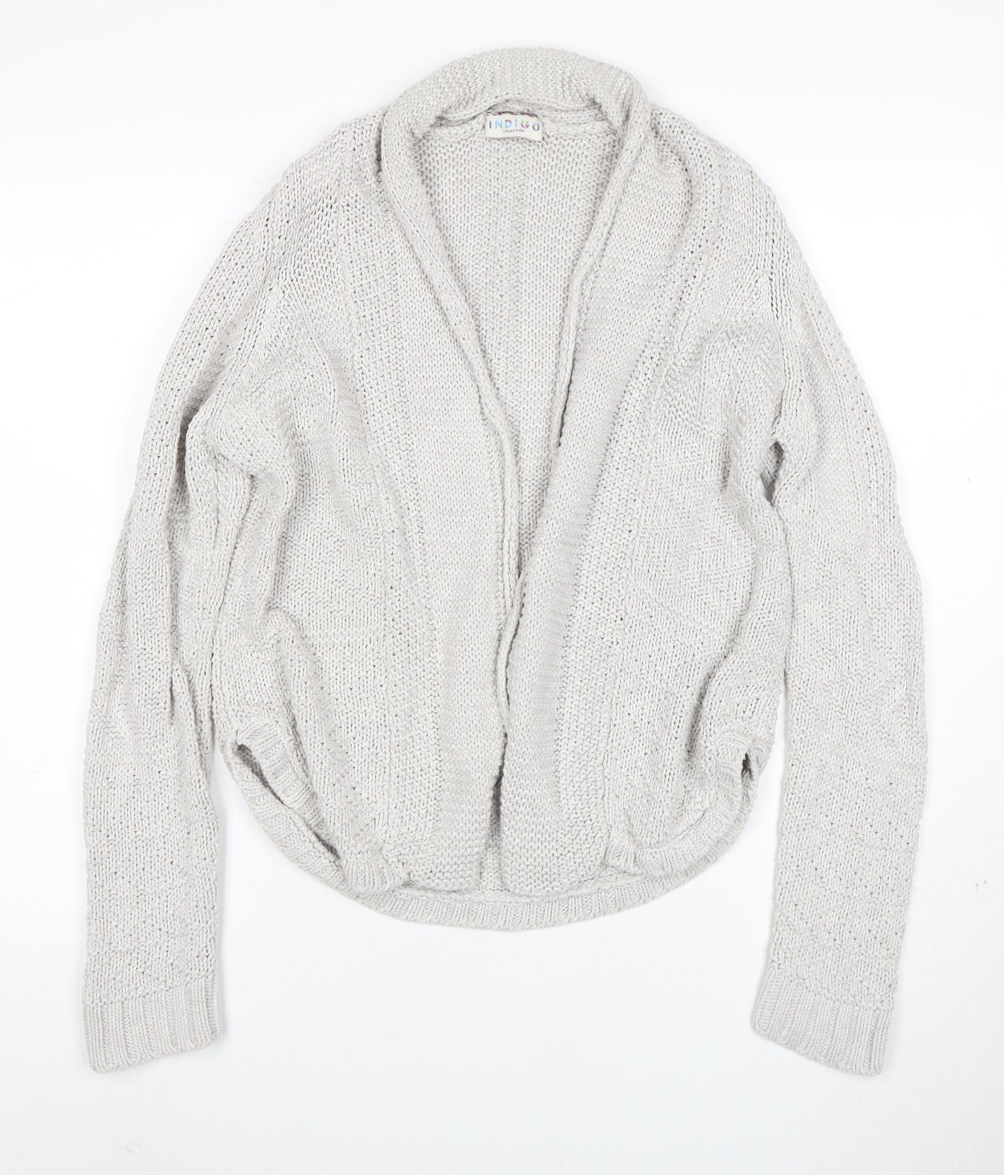 Marks and Spencer Women Grey Size 8 Chunky Knit Open Cardigan
