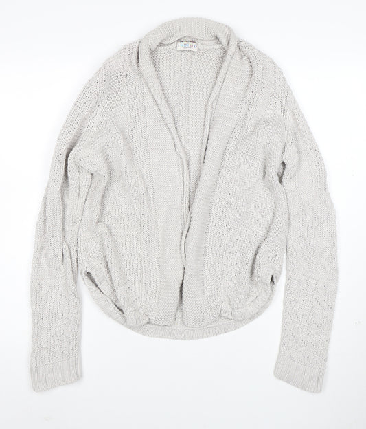 Marks and Spencer Women Grey Size 8 Chunky Knit Open Cardigan