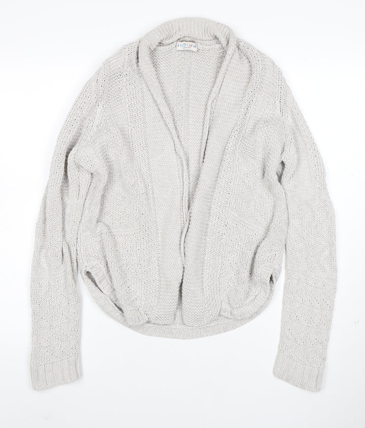 Marks and Spencer Women Grey Size 8 Chunky Knit Open Cardigan