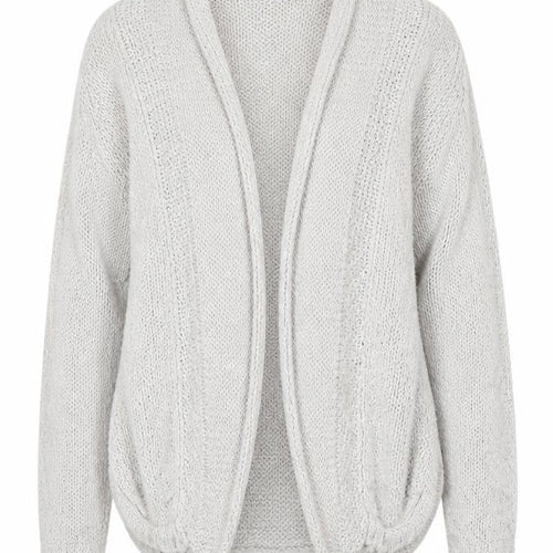 Marks and Spencer Women Grey Size 8 Chunky Knit Open Cardigan