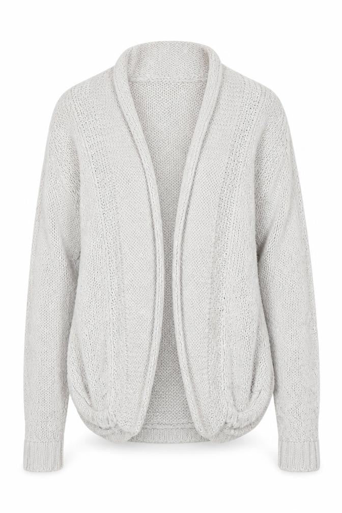 Marks and Spencer Women Grey Size 8 Chunky Knit Open Cardigan