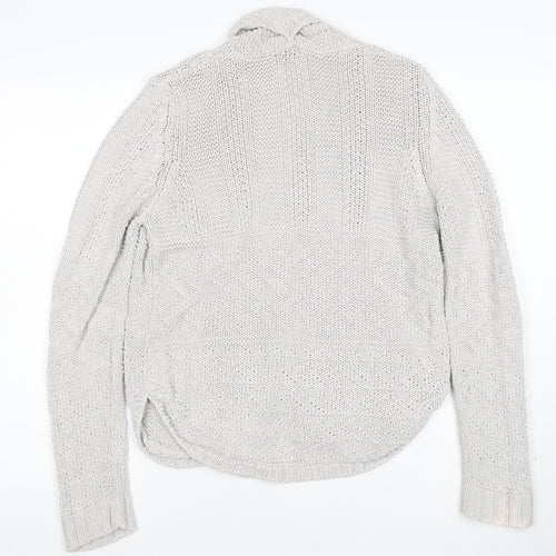Marks and Spencer Women Grey Size 8 Chunky Knit Open Cardigan