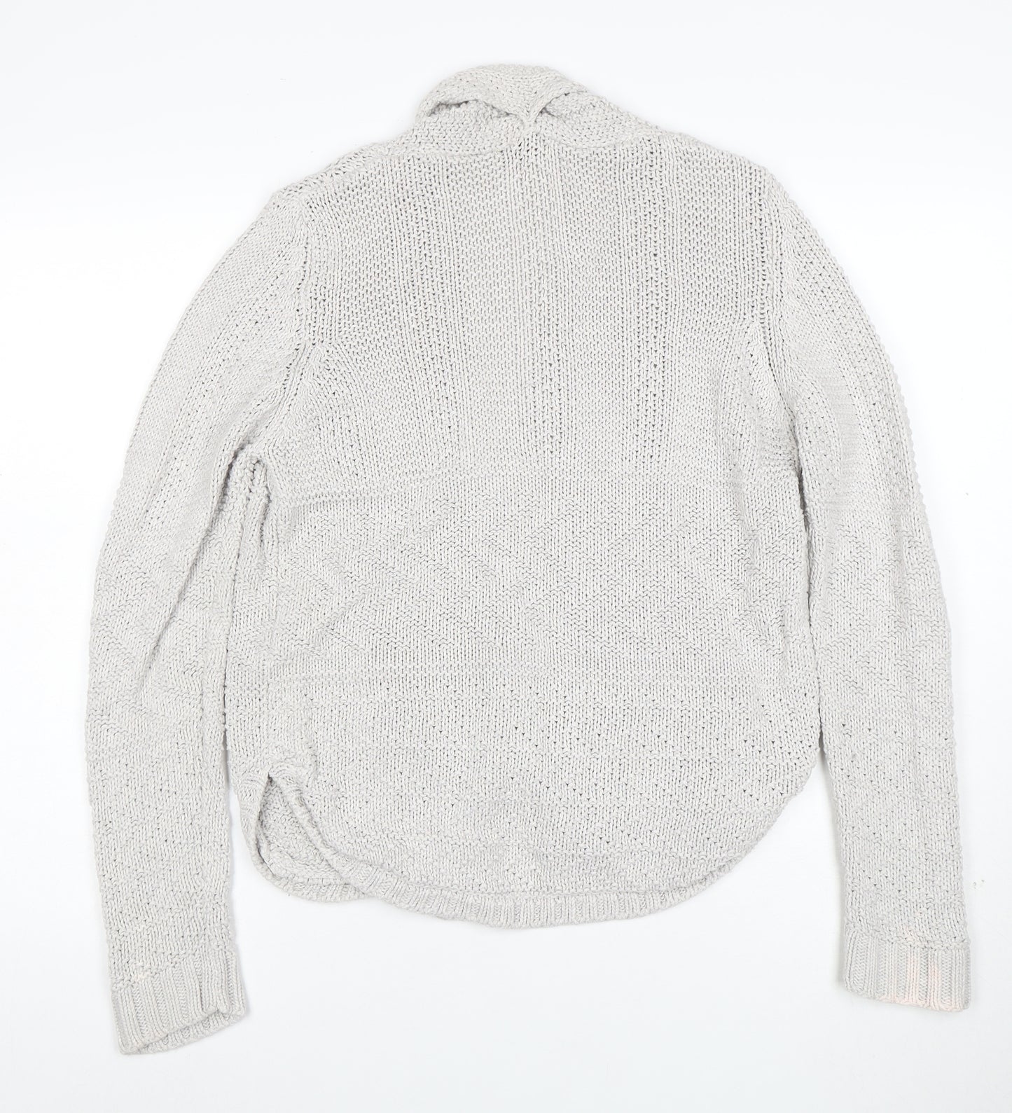 Marks and Spencer Women Grey Size 8 Chunky Knit Open Cardigan