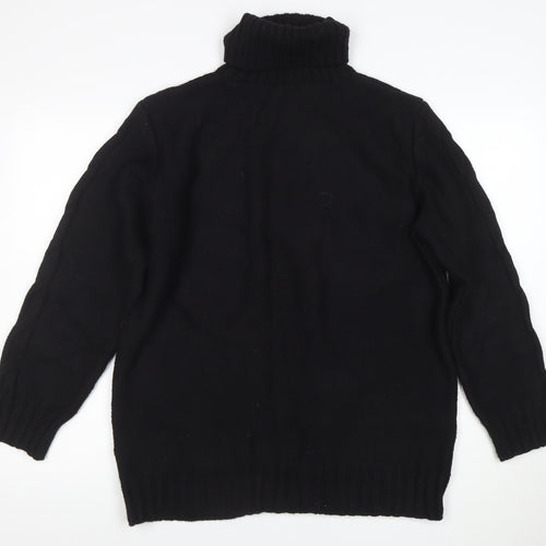 Marks and Spencer Women Black M Cable-Knit Roll Neck Jumper