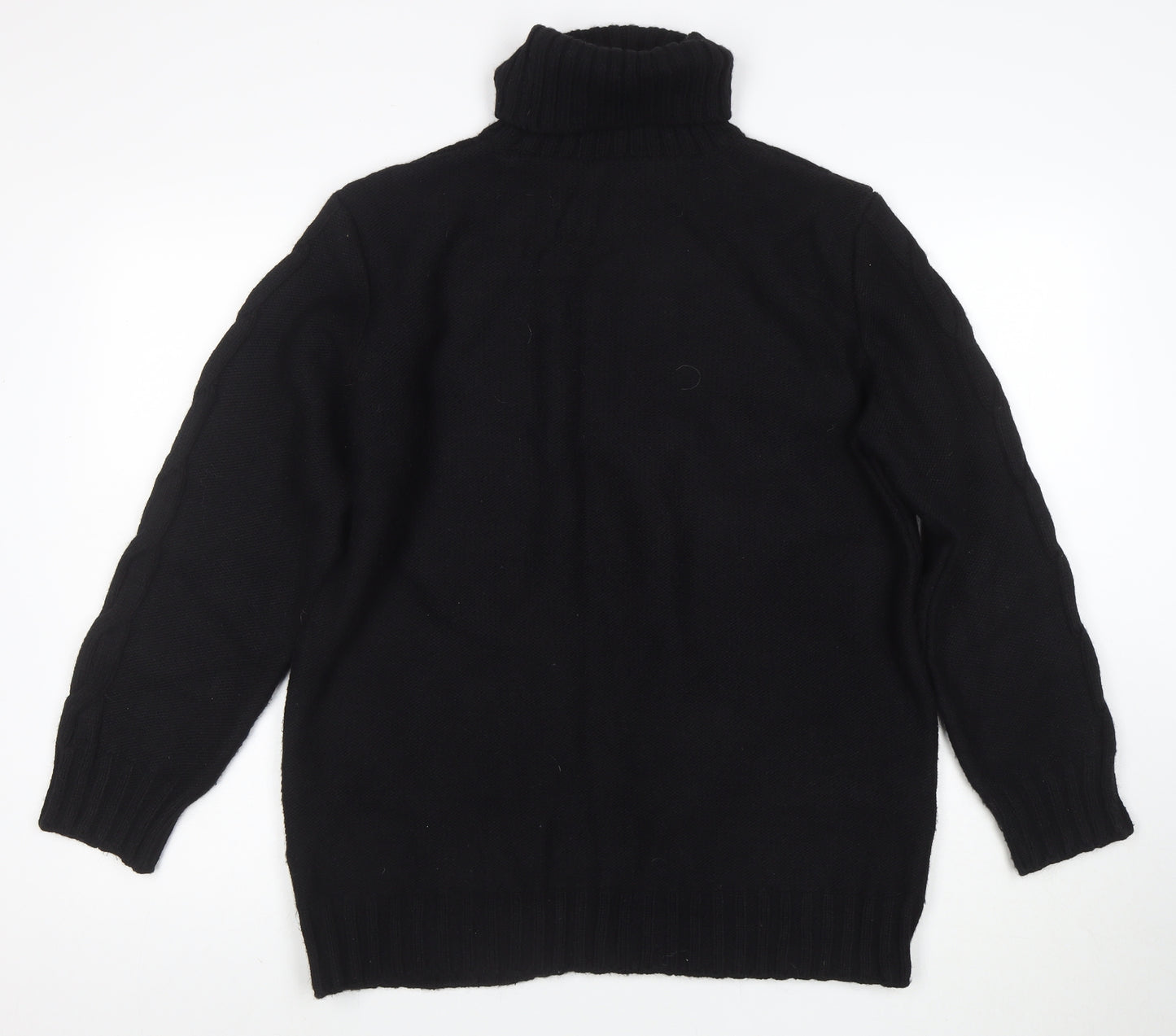 Marks and Spencer Women Black M Cable-Knit Roll Neck Jumper