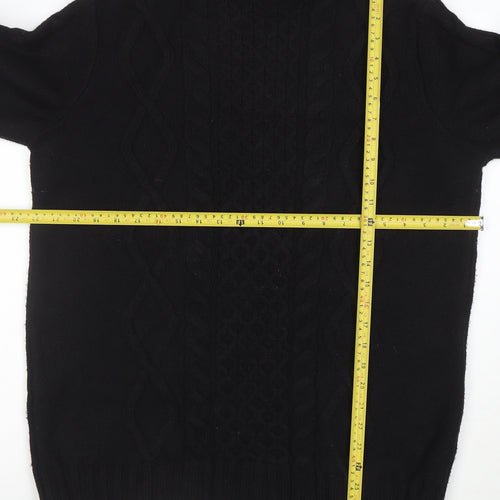 Marks and Spencer Women Black M Cable-Knit Roll Neck Jumper