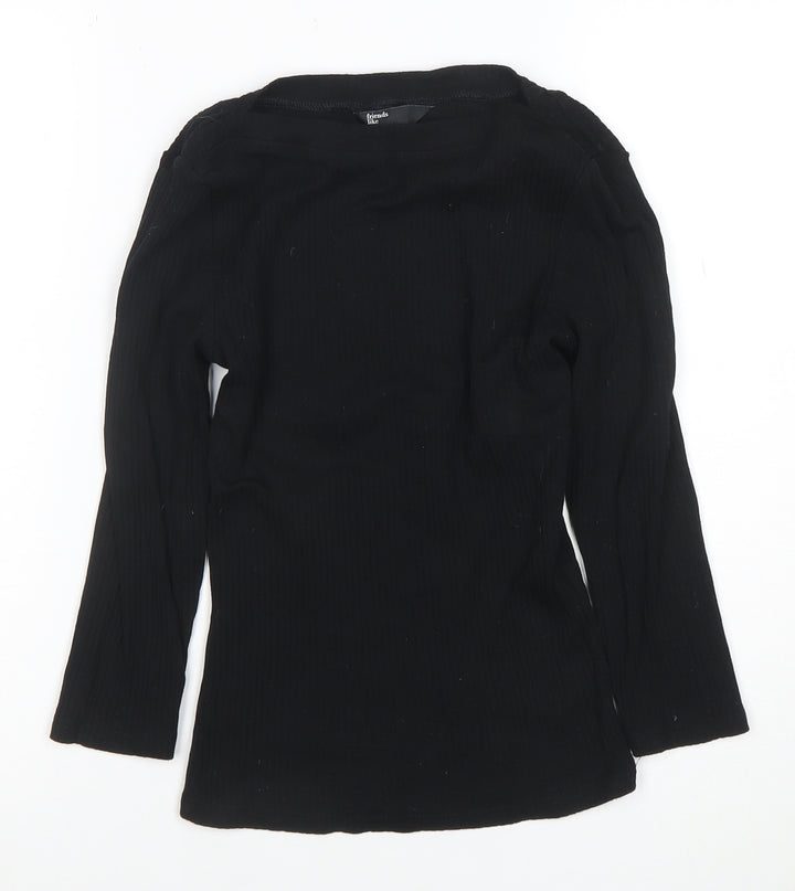 Friends Like These Women's Black Long Sleeve Cotton T-Shirt Size 8
