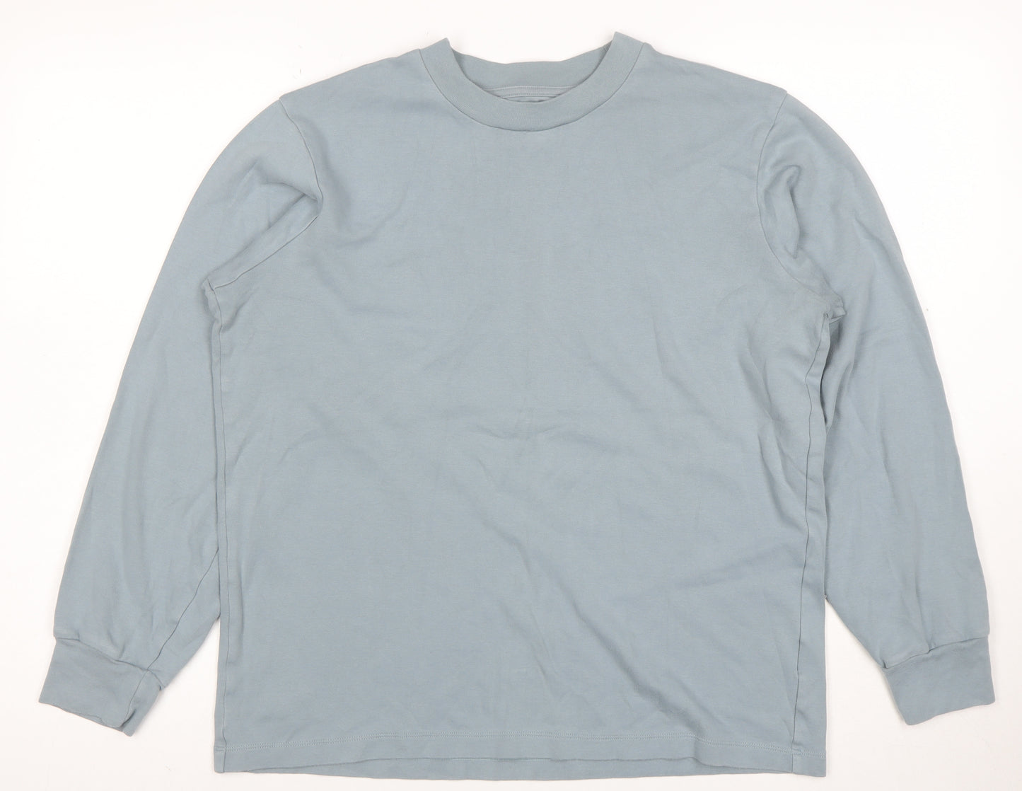 Uniqlo Women Blue Cotton Pullover Sweatshirt M Relaxed Fit