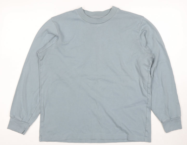 Uniqlo Women Blue Cotton Pullover Sweatshirt M Relaxed Fit