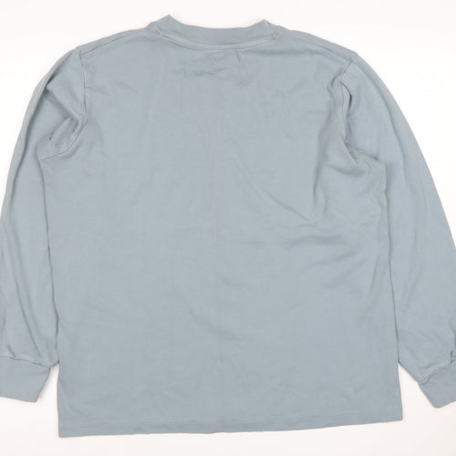 Uniqlo Women Blue Cotton Pullover Sweatshirt M Relaxed Fit