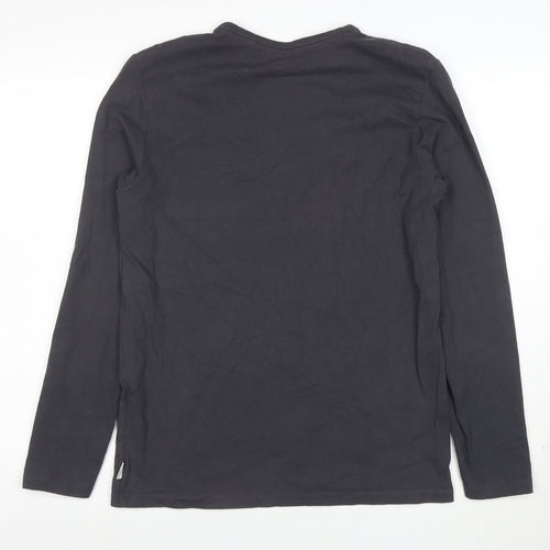 EASY Men's Black Long Sleeve Regular Fit Cotton T-Shirt M