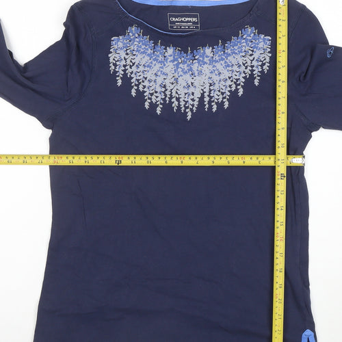 Craghoppers Women's Blue Floral Long Sleeve Cotton T-Shirt UK 12