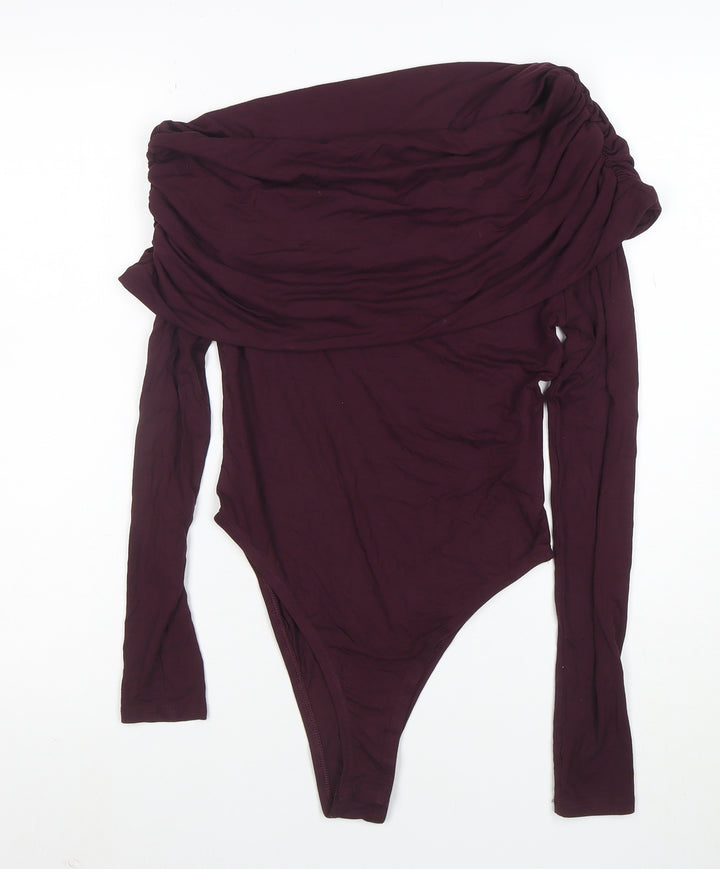 Marks and Spencer Women’s Purple Off Shoulder Long Sleeve Bodysuit Size 10