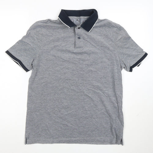 Marks and Spencer Men's Grey Regular Fit Stretch Polo Shirt M