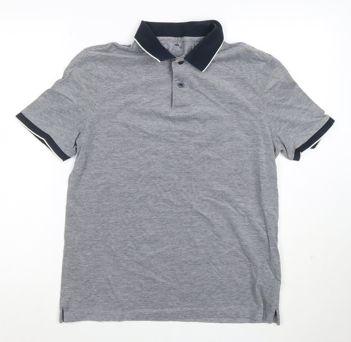 Marks and Spencer Men's Grey Regular Fit Stretch Polo Shirt M