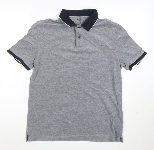 Marks and Spencer Men's Grey Regular Fit Stretch Polo Shirt M