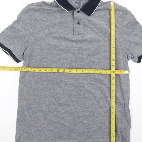 Marks and Spencer Men's Grey Regular Fit Stretch Polo Shirt M