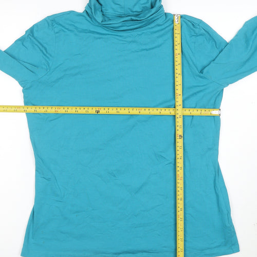 Lands' End Women's Blue Roll Neck Long Sleeve Cotton Top Size L