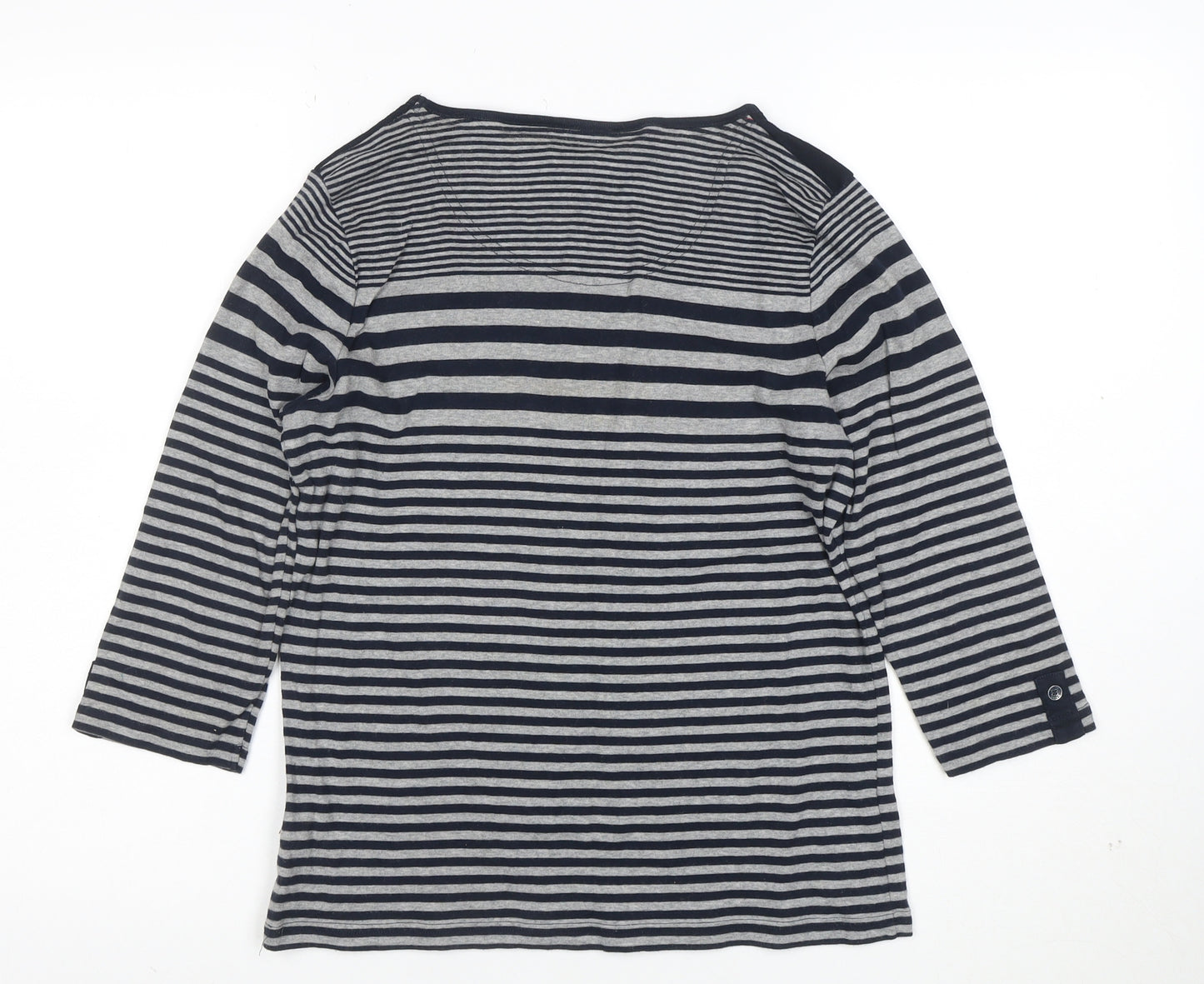 Maine New England Women's Blue Striped 3/4 Sleeve Cotton T-Shirt Size 14