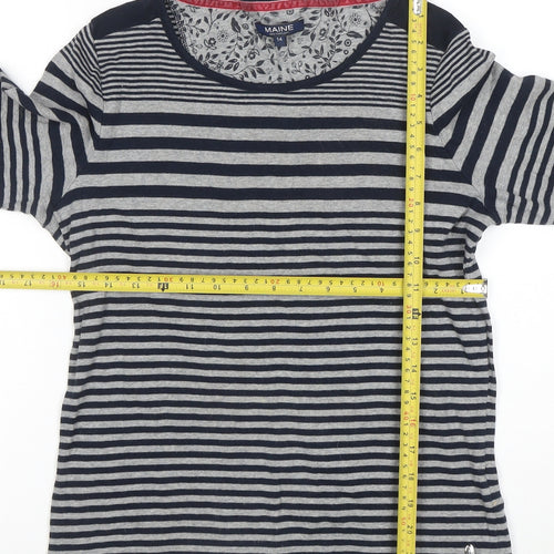 Maine New England Women's Blue Striped 3/4 Sleeve Cotton T-Shirt Size 14