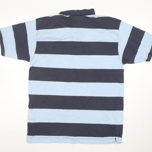 Cedarwood State Men's Blue Striped Cotton Polo Shirt Size M