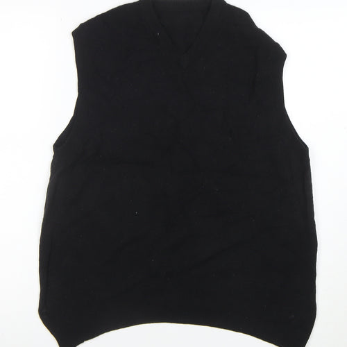 Marks and Spencer Men's Black Wool V-Neck Sleeveless Jumper Vest XL