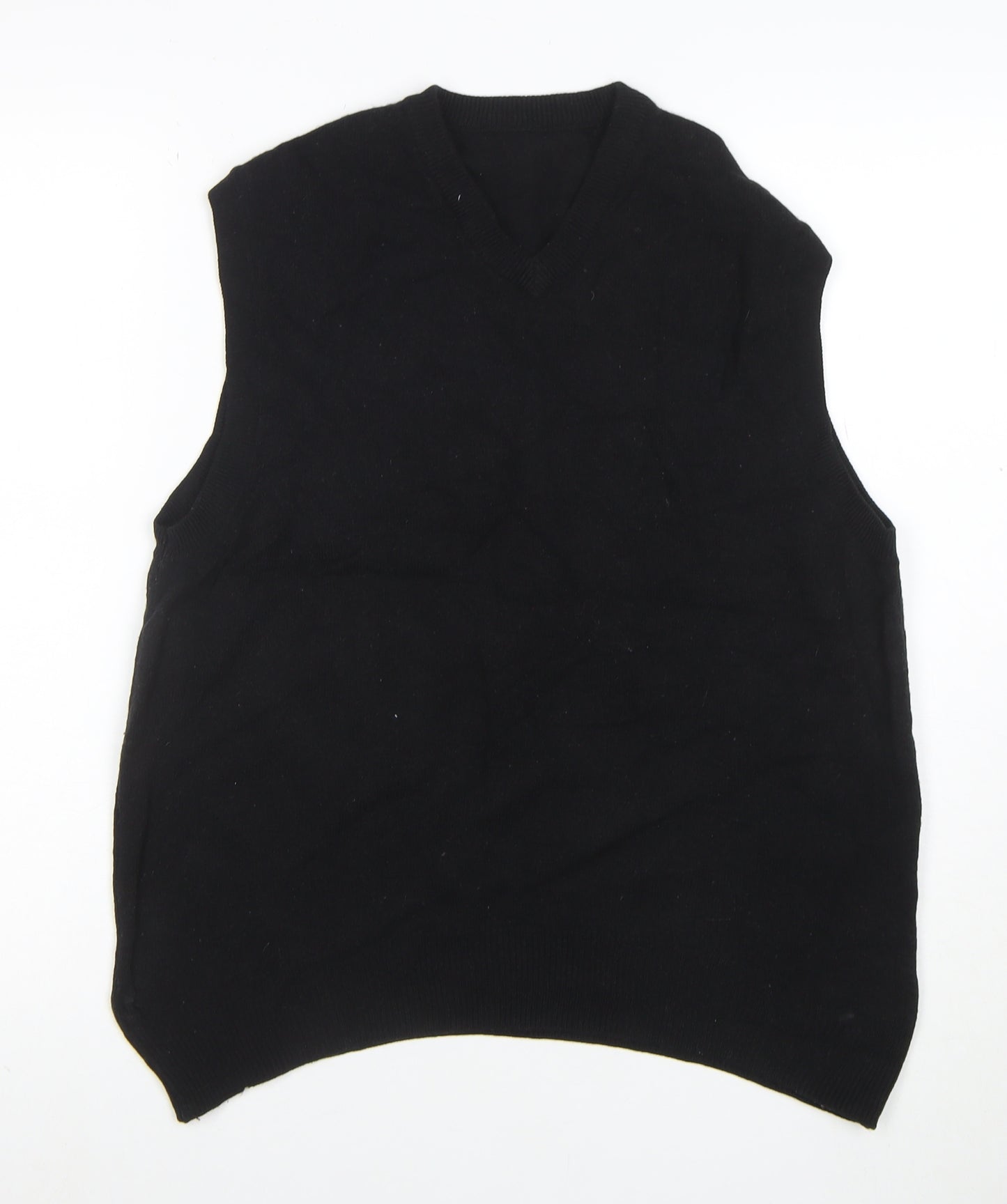 Marks and Spencer Men's Black Wool V-Neck Sleeveless Jumper Vest XL