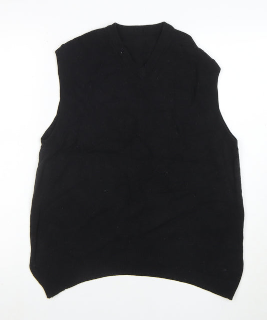 Marks and Spencer Men's Black Wool V-Neck Sleeveless Jumper Vest XL