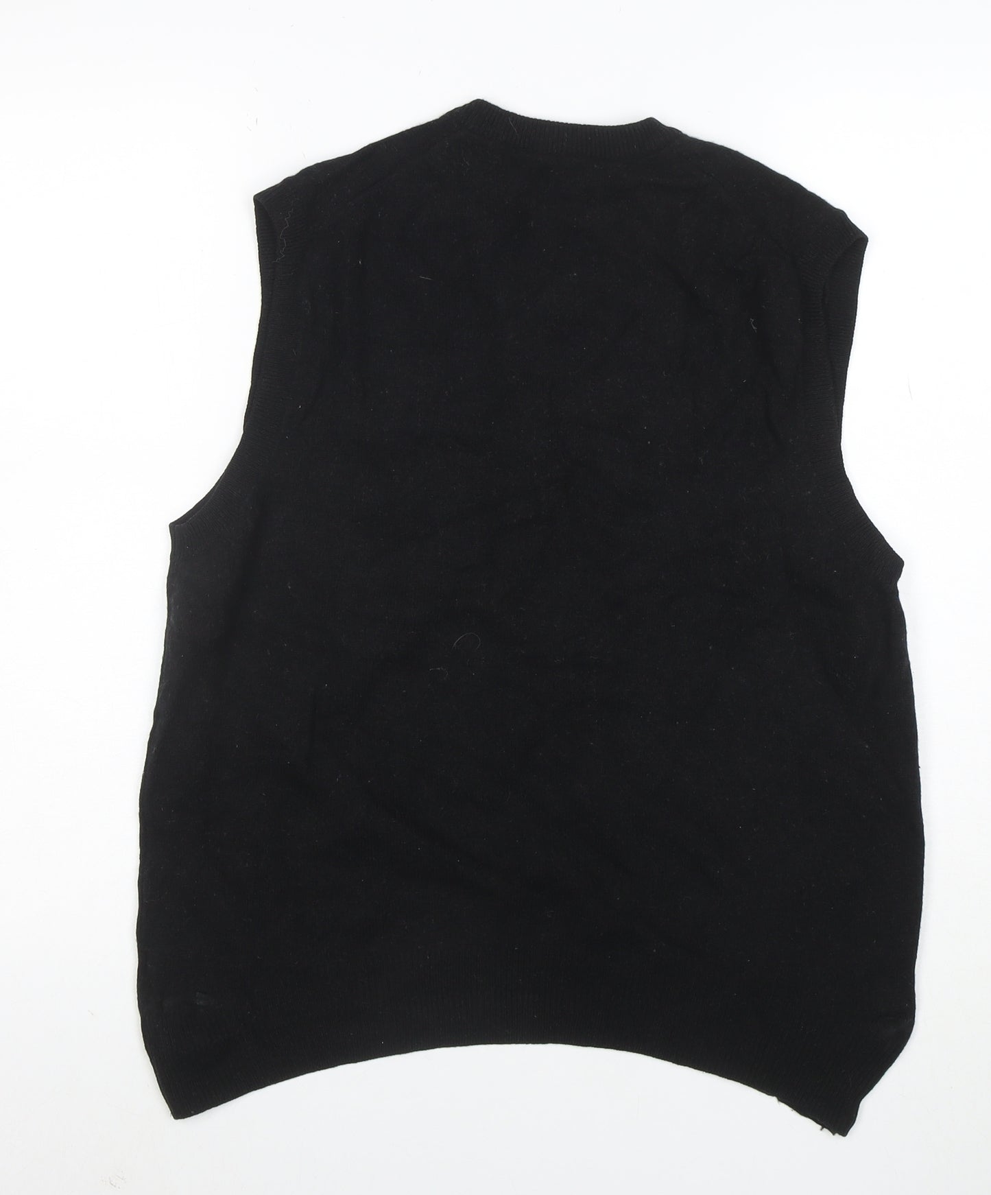 Marks and Spencer Men's Black Wool V-Neck Sleeveless Jumper Vest XL