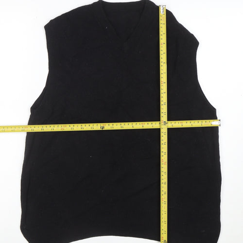 Marks and Spencer Men's Black Wool V-Neck Sleeveless Jumper Vest XL