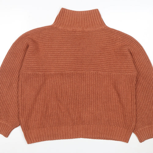 Monki Women Brown Roll Neck Chunky Knit Jumper Size S