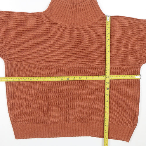 Monki Women Brown Roll Neck Chunky Knit Jumper Size S