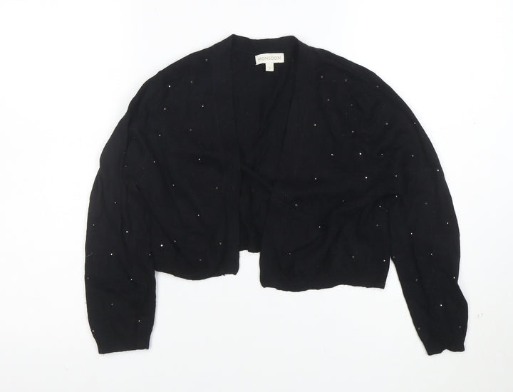 Monsoon Womens Black Beaded Knit Cardigan Size S