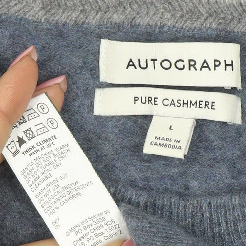 Marks and Spencer Mens Blue Cashmere Crew Neck Jumper Size L
