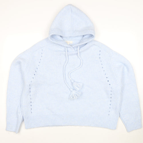 Marks and Spencer Per Una Women Blue L Hooded Pullover Jumper