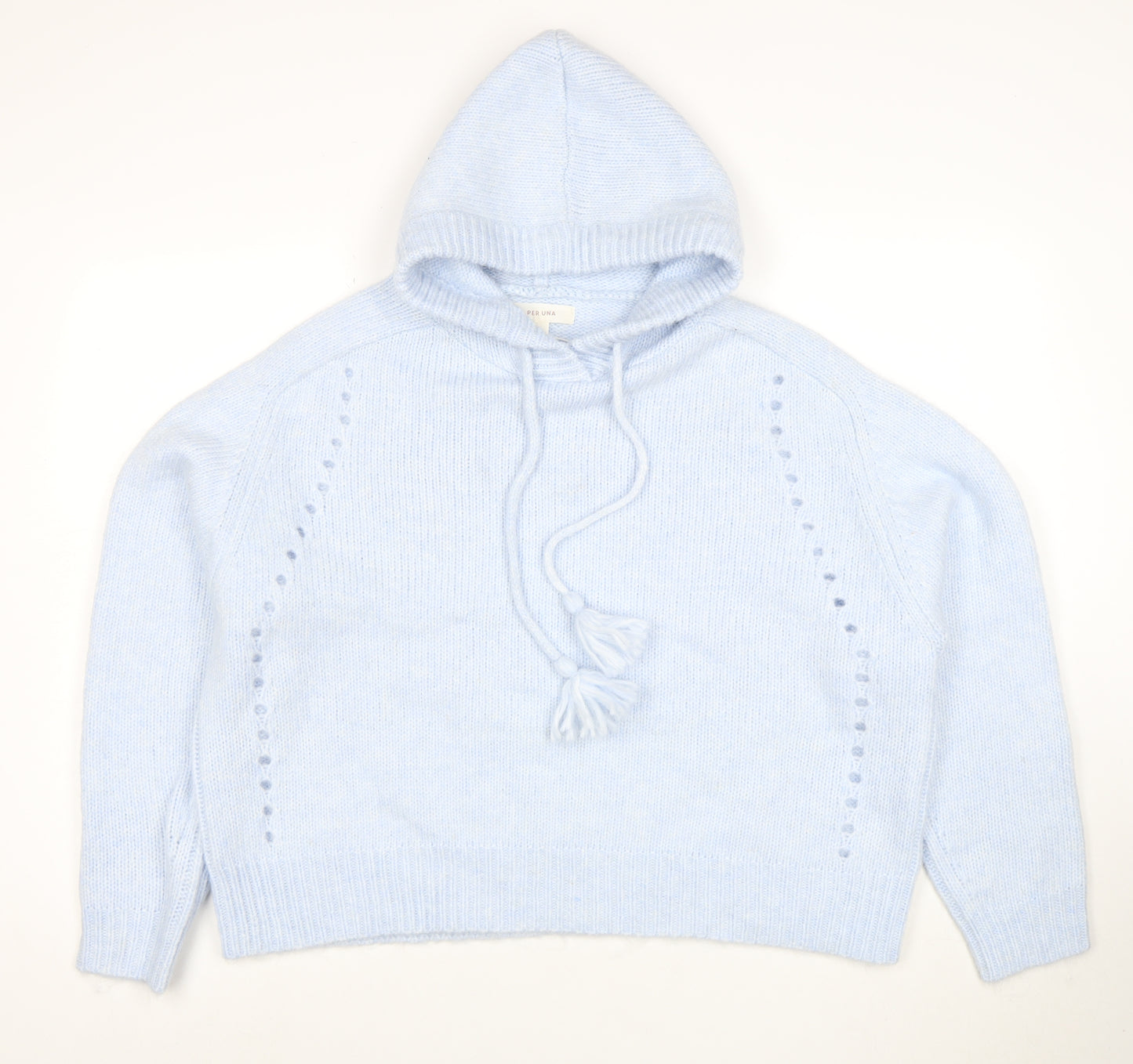 Marks and Spencer Per Una Women Blue L Hooded Pullover Jumper