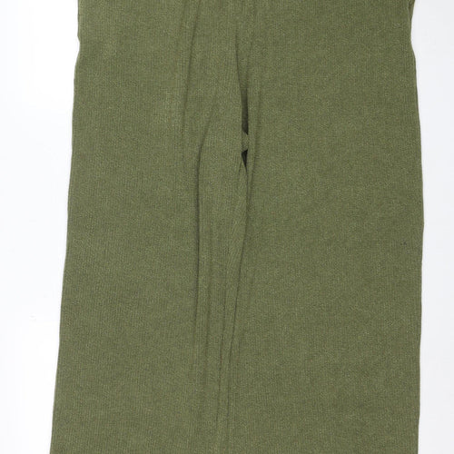 Marks and Spencer Women's Green Size 20 Wide-Leg Knit Trousers