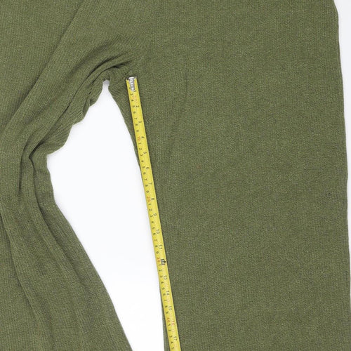 Marks and Spencer Women's Green Size 20 Wide-Leg Knit Trousers