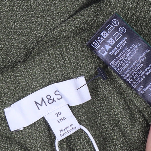 Marks and Spencer Women's Green Size 20 Wide-Leg Knit Trousers