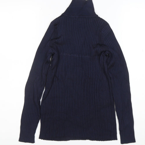 Jaeger Women Blue Roll Neck Long Sleeve Knit Top Size S