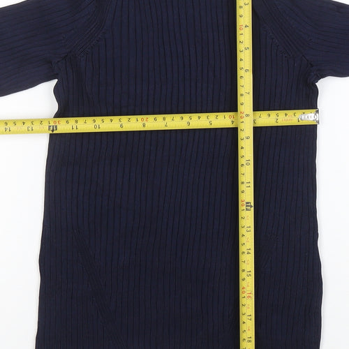 Jaeger Women Blue Roll Neck Long Sleeve Knit Top Size S