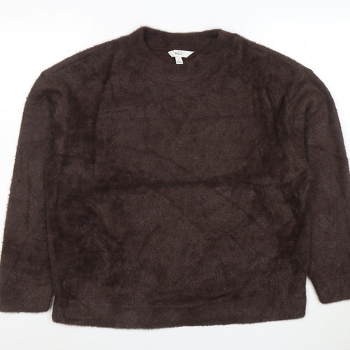 Marks and Spencer Women Brown Fuzzy Knit Pullover Jumper M
