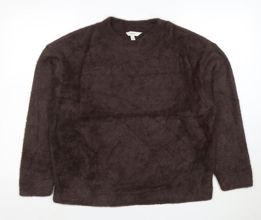 Marks and Spencer Women Brown Fuzzy Knit Pullover Jumper M